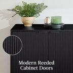 Best Choice Products 2-Door Reeded Storage Cabinet w/ Soft-Close Doors, Multipurpose Accent Furniture