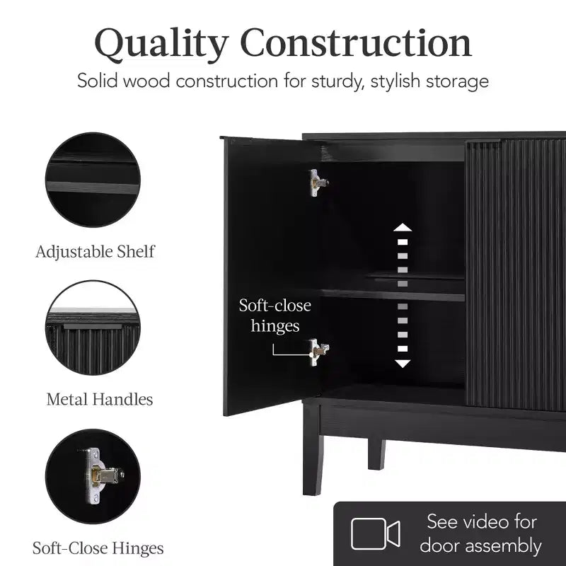 Best Choice Products 2-Door Reeded Storage Cabinet w/ Soft-Close Doors, Multipurpose Accent Furniture