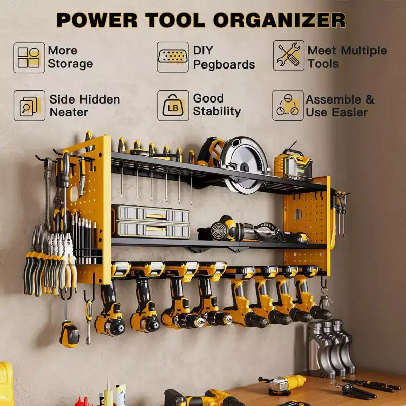 Hausource 3-Tier Power Tool Organizer Shelving Heavy Duty Storage Rack, Yellow