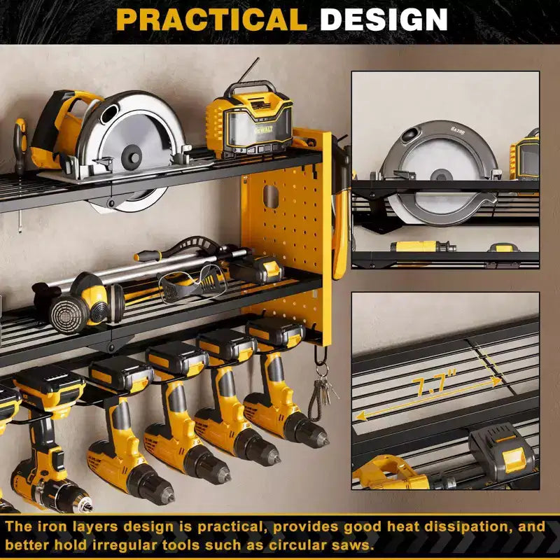 Hausource 3-Tier Power Tool Organizer Shelving Heavy Duty Storage Rack, Yellow