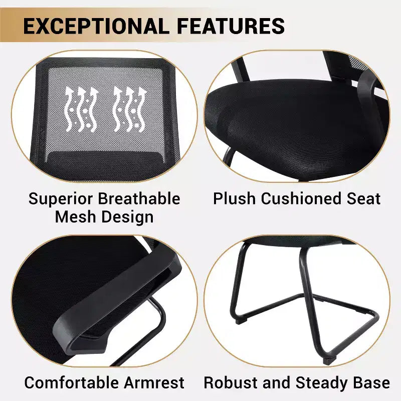 Home Imports Emporium Mesh Guest Chair  Ergonomic Reception Seating for Office or Lobby  Set of 2/4/6/8
