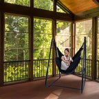 Sunnydaze Indoor or Outdoor Hammock Chair with A-Frame Steel Stand - Anti-Tip Feet for Stability - Black