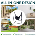 Sunnydaze Indoor or Outdoor Hammock Chair with A-Frame Steel Stand - Anti-Tip Feet for Stability - Black