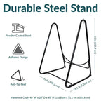 Sunnydaze Indoor or Outdoor Hammock Chair with A-Frame Steel Stand - Anti-Tip Feet for Stability - Black