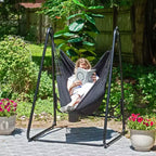 Sunnydaze Indoor or Outdoor Hammock Chair with A-Frame Steel Stand - Anti-Tip Feet for Stability - Black