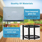 BestMassage Outdoor Table Patio Table Tempered Glass Tabletop with Umbrella Hole