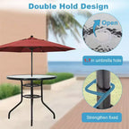 BestMassage Outdoor Table Patio Table Tempered Glass Tabletop with Umbrella Hole