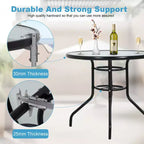 BestMassage Outdoor Table Patio Table Tempered Glass Tabletop with Umbrella Hole