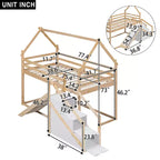 Whisen Twin over Twin Kids' House Bunk Bed with Slide, Stairs & Storage - Solid Pine & MDF, Space-Saving Fun