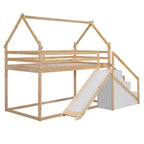 Whisen Twin over Twin Kids' House Bunk Bed with Slide, Stairs & Storage - Solid Pine & MDF, Space-Saving Fun