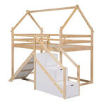 Whisen Twin over Twin Kids' House Bunk Bed with Slide, Stairs & Storage - Solid Pine & MDF, Space-Saving Fun