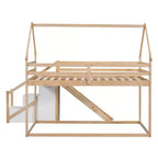 Whisen Twin over Twin Kids' House Bunk Bed with Slide, Stairs & Storage - Solid Pine & MDF, Space-Saving Fun