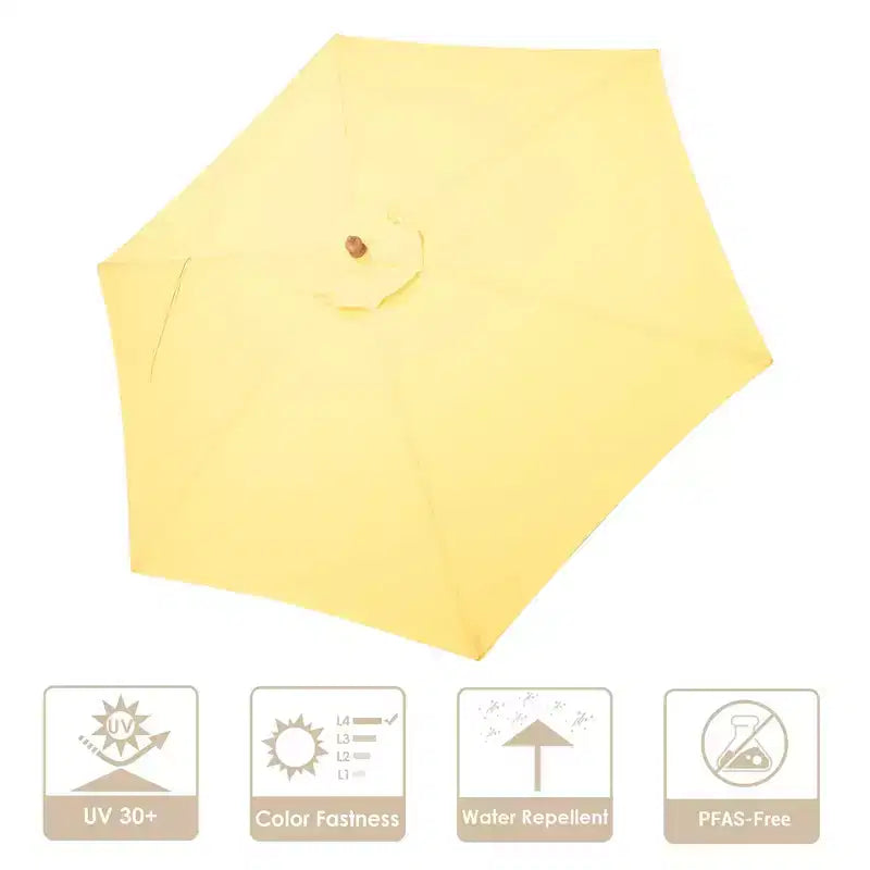 Yescom 9ft Outdoor Umbrella Replacement Canopy with 6 Ribs Market Table Top Sunshade Cover Garden Beach Balcony Creamy Yellow