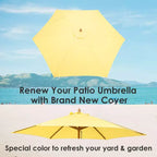 Yescom 9ft Outdoor Umbrella Replacement Canopy with 6 Ribs Market Table Top Sunshade Cover Garden Beach Balcony Creamy Yellow