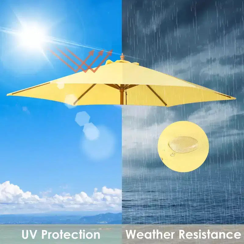 Yescom 9ft Outdoor Umbrella Replacement Canopy with 6 Ribs Market Table Top Sunshade Cover Garden Beach Balcony Creamy Yellow
