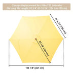 Yescom 9ft Outdoor Umbrella Replacement Canopy with 6 Ribs Market Table Top Sunshade Cover Garden Beach Balcony Creamy Yellow