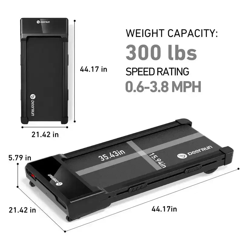 DeerRun Z10 Under Desk Walking Treadmill with 12% Incline, 300 lbs Capacity, Walking Pad for Home & Office