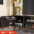 DEXYLLO TV Stand for 55 60 inch TV, Boho Entertainment Center with Storage Cabinets, TV Console for Living Room Decor