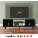 DEXYLLO TV Stand for 55 60 inch TV, Boho Entertainment Center with Storage Cabinets, TV Console for Living Room Decor