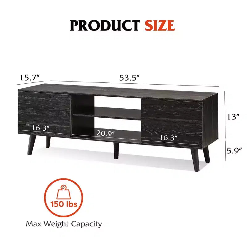 DEXYLLO TV Stand for 55 60 inch TV, Boho Entertainment Center with Storage Cabinets, TV Console for Living Room Decor