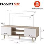 DEXYLLO TV Stand for 55 60 inch TV, Boho Entertainment Center with Storage Cabinets, TV Console for Living Room Decor