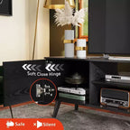 DEXYLLO TV Stand for 55 60 inch TV, Boho Entertainment Center with Storage Cabinets, TV Console for Living Room Decor
