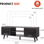 DEXYLLO TV Stand for 55 60 inch TV, Boho Entertainment Center with Storage Cabinets, TV Console for Living Room Decor