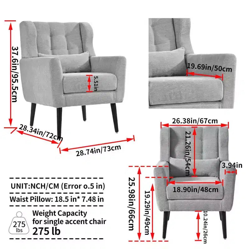 Vatros Modern Accent Chair Arm Chairs for Living Room