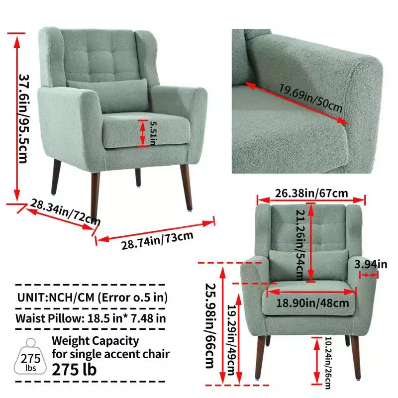 Vatros Modern Accent Chair Arm Chairs for Living Room