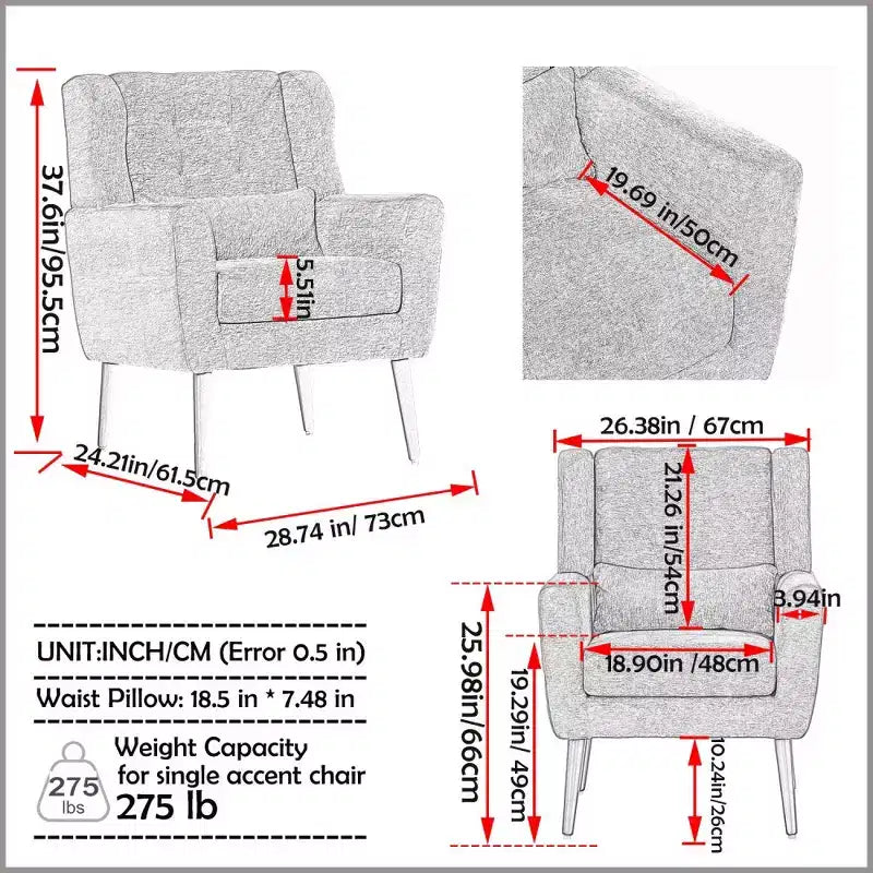 Vatros Modern Accent Chair Arm Chairs for Living Room