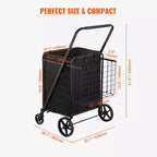 VEVOR Folding Shopping Cart with Removable Waterproof Liner, 210LBS Large Capacity Jumbo Grocery Cart with Dual Basket, 360 Swivel Wheels