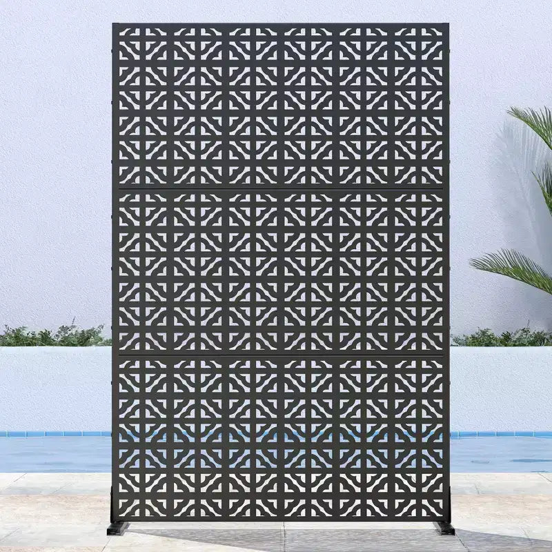 PexFix 72 in. x 47 in. Outdoor Privacy Rectangle Screen Galvanized Steel Panel Divider in Black