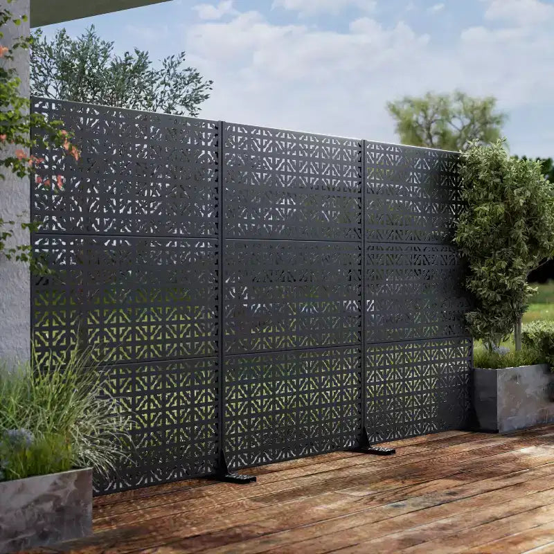 PexFix 72 in. x 47 in. Outdoor Privacy Rectangle Screen Galvanized Steel Panel Divider in Black