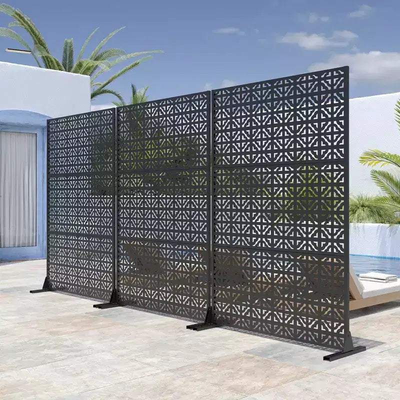 PexFix 72 in. x 47 in. Outdoor Privacy Rectangle Screen Galvanized Steel Panel Divider in Black