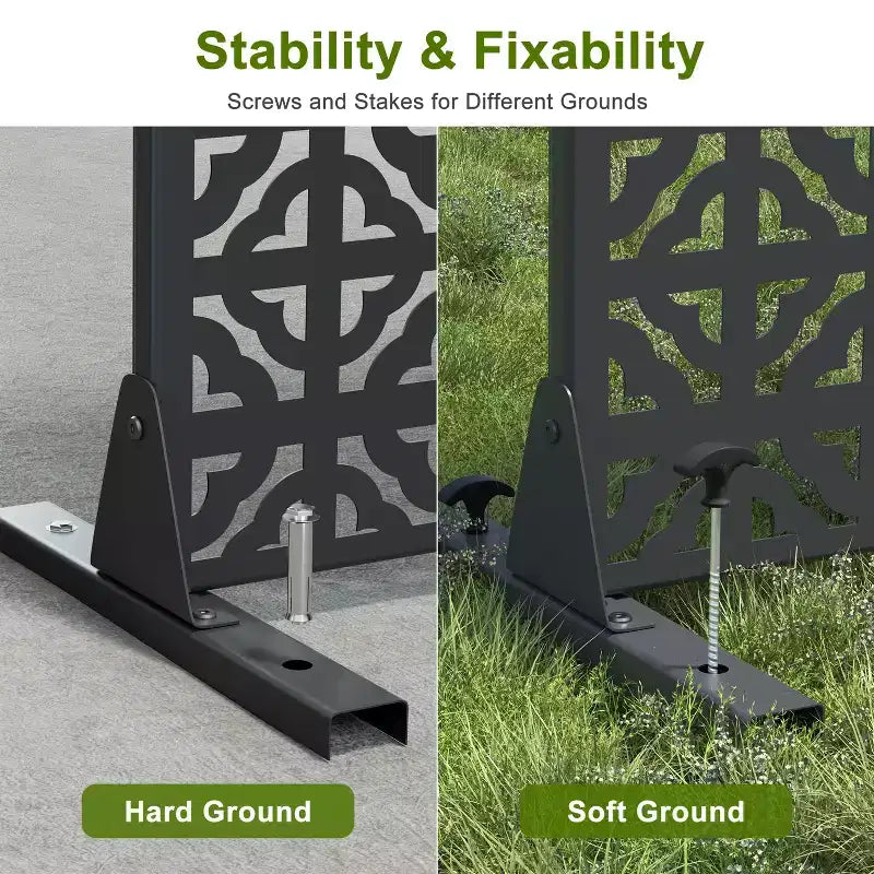 PexFix 72 in. x 47 in. Outdoor Privacy Rectangle Screen Galvanized Steel Panel Divider in Black