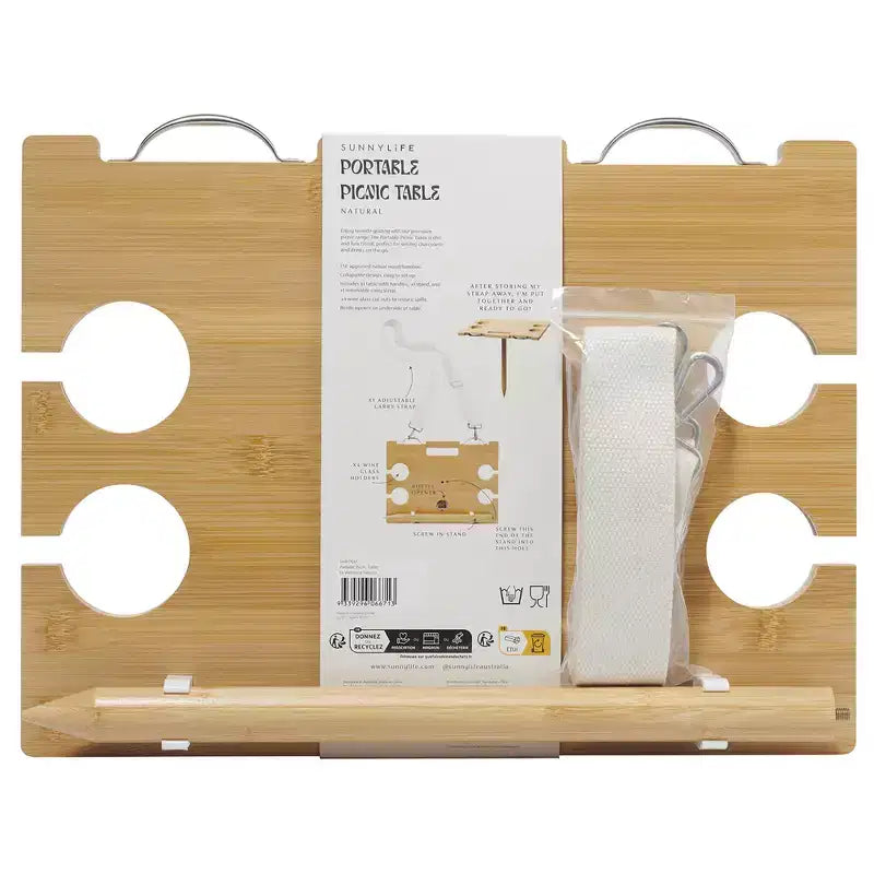 Sunnylife: Portable Picnic Table - Le Weekend Natural - Bamboo Snack Stand