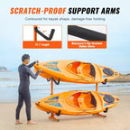 VEVOR Freestanding Kayak Storage Rack, Kayak Stand for 4 Kayak Canoe Paddleboard with Padded Arms and Adjustable Width, 220LBS Max Load
