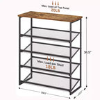 SUGIFT 5 Tier Shoe Rack Organizer for Closet Entryway with Storage Shelves