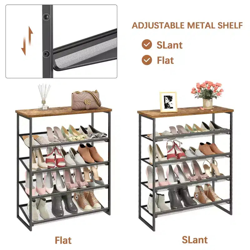 SUGIFT 5 Tier Shoe Rack Organizer for Closet Entryway with Storage Shelves