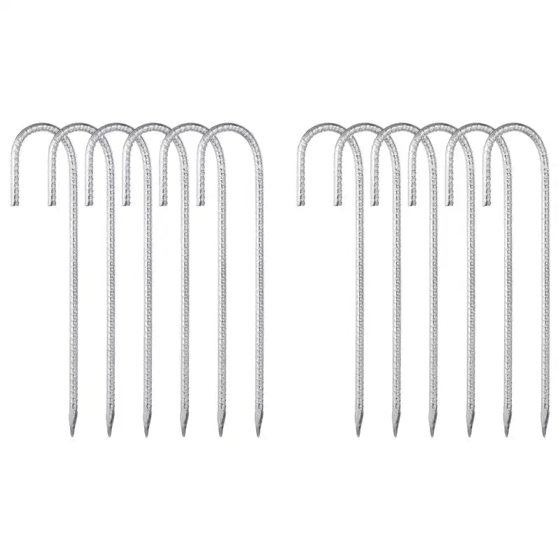 Unique Bargains Galvanized Steel Anti-Rust Durable Sturdy Garden Stake 12 Pcs