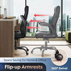 Ergonomic High Back Office Chair, Adjustable Flip-up Armrests Desk Chair with Lumbar Support and Thick Headrest