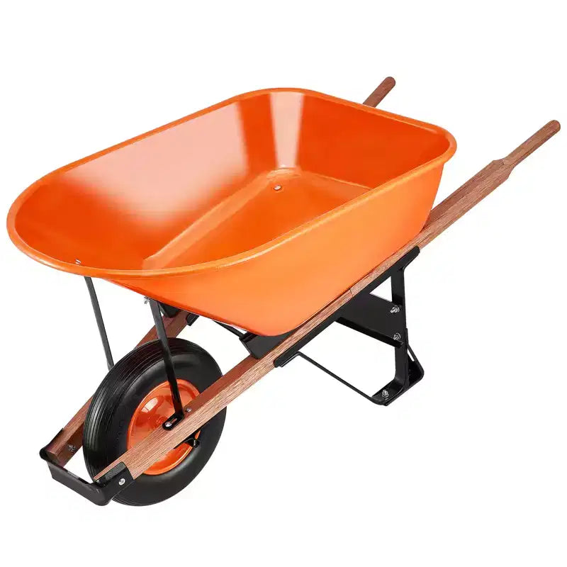 VEVOR Wheelbarrow Cart, 6 Cu. Ft. Load & 330 lbs Capacity, One Wheel Garden Dump Cart Wheel Barrow with Metal Handle & 16 Wide Track Wheels