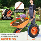 VEVOR Wheelbarrow Cart, 6 Cu. Ft. Load & 330 lbs Capacity, One Wheel Garden Dump Cart Wheel Barrow with Metal Handle & 16 Wide Track Wheels