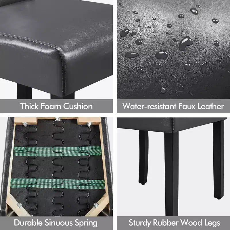Yaheetech Set of 4 Button Tufted Faux Leather Dining Chairs for Home, Restaurants, Cafe