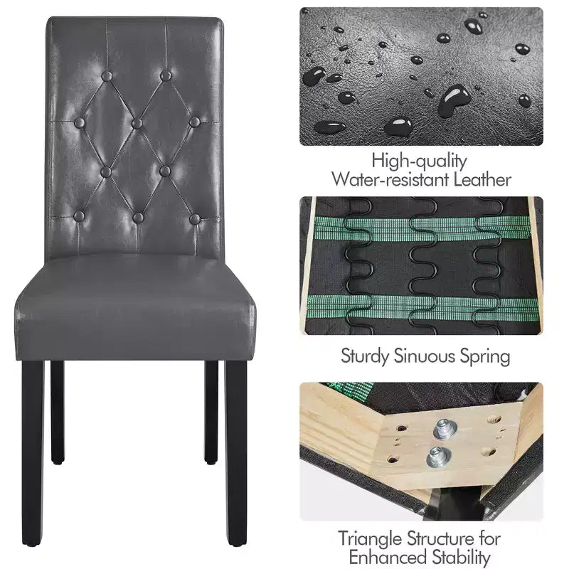 Yaheetech Set of 4 Button Tufted Faux Leather Dining Chairs for Home, Restaurants, Cafe