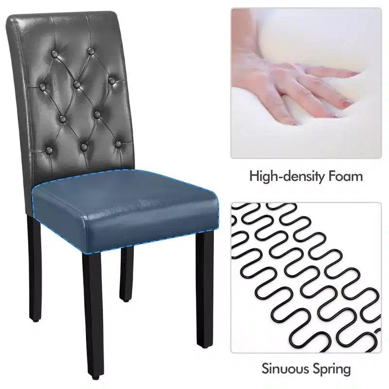Yaheetech Set of 4 Button Tufted Faux Leather Dining Chairs for Home, Restaurants, Cafe