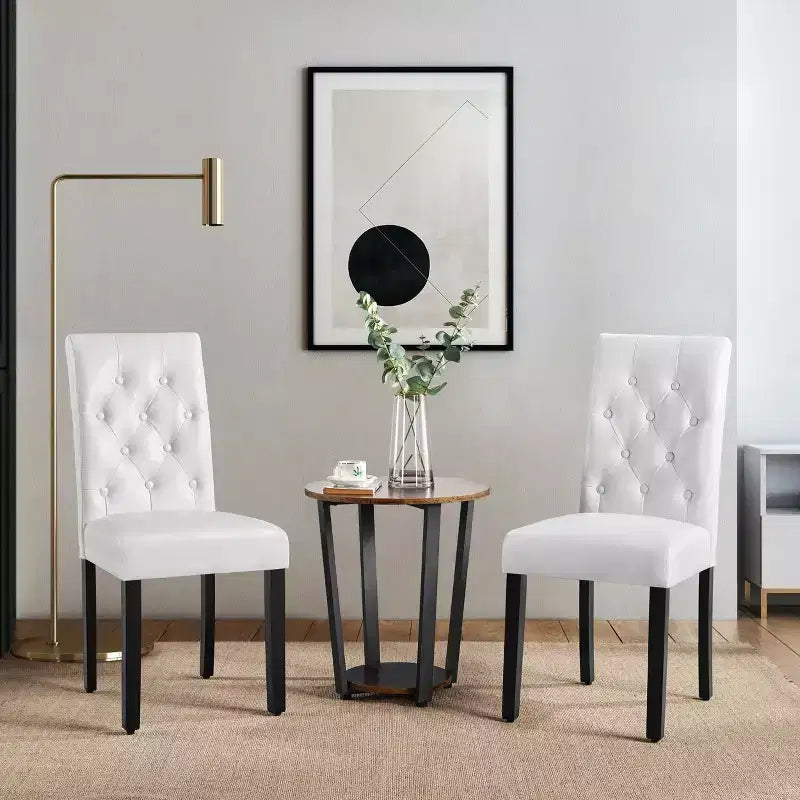 Yaheetech Set of 4 Button Tufted Faux Leather Dining Chairs for Home, Restaurants, Cafe