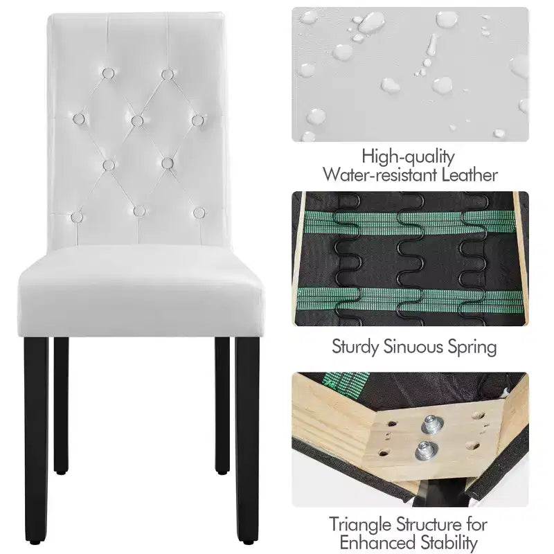 Yaheetech Set of 4 Button Tufted Faux Leather Dining Chairs for Home, Restaurants, Cafe