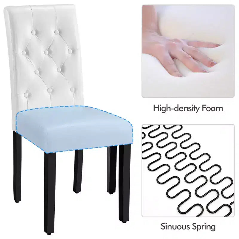 Yaheetech Set of 4 Button Tufted Faux Leather Dining Chairs for Home, Restaurants, Cafe