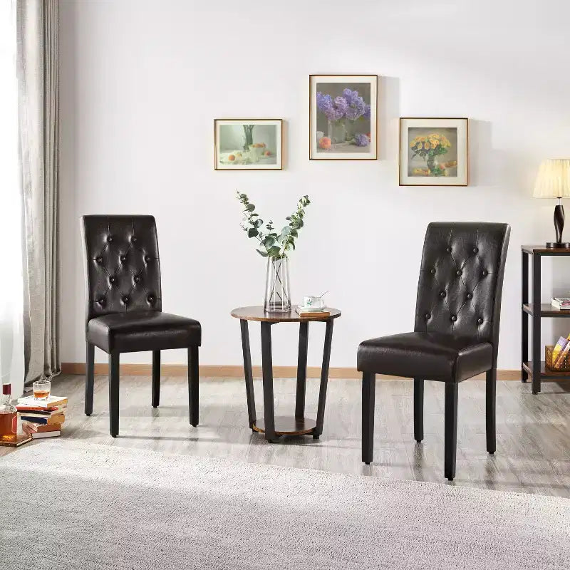 Yaheetech Set of 4 Button Tufted Faux Leather Dining Chairs for Home, Restaurants, Cafe
